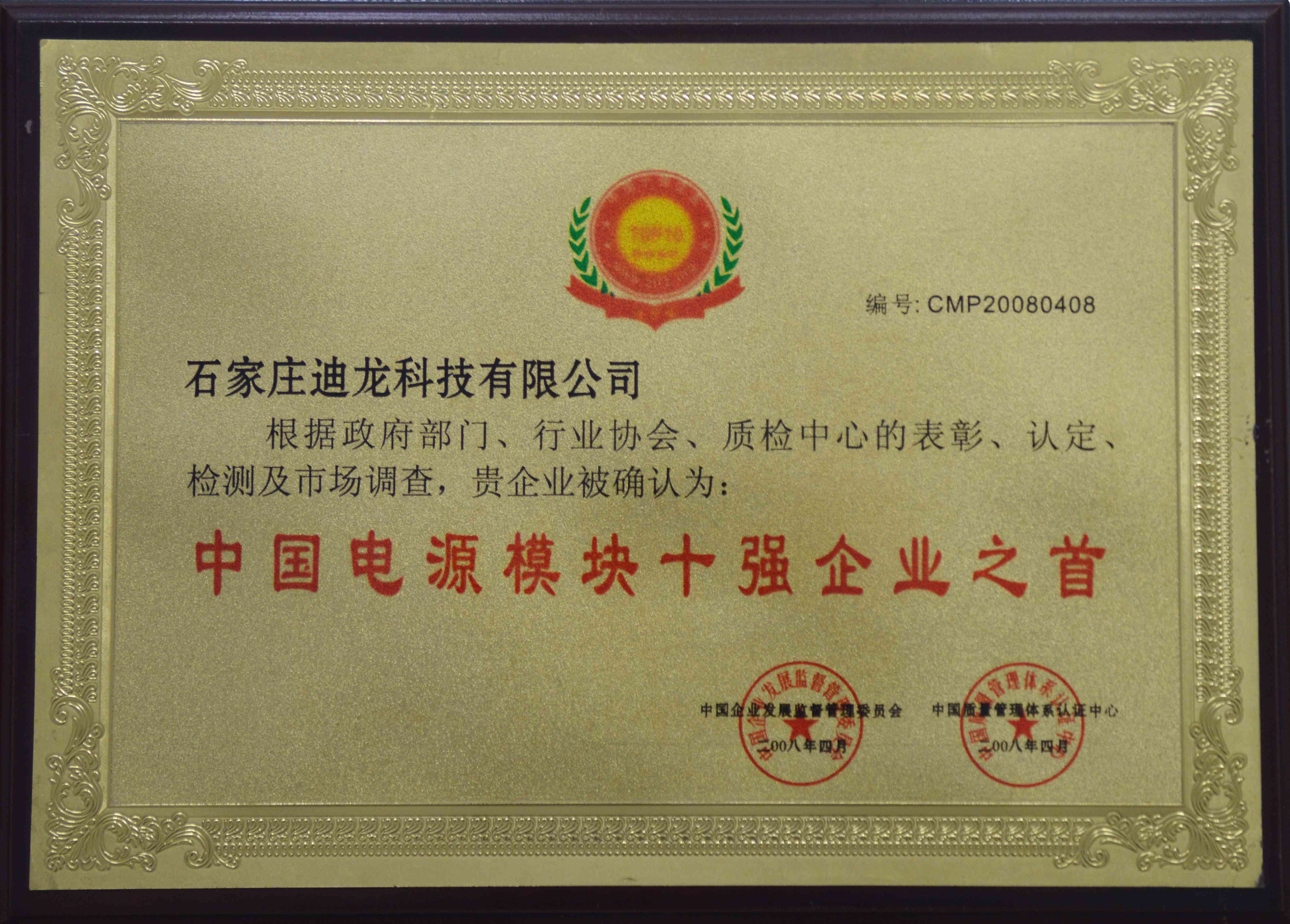 “Head of top ten enterprises for power supply